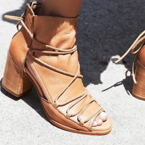 Free People Shoes - Free People Baske Reese Leather Distress Nude Heel